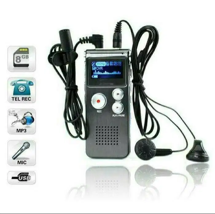 USB Digital Voice Recorder 8 GB 8GB + MP3 / Handy Perekam Suara