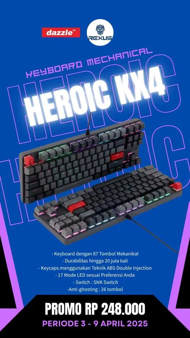 Keyboard mechanial rexus heroic KX4