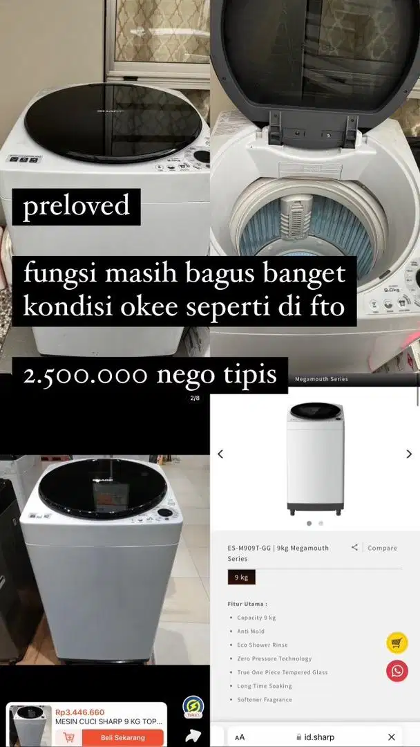 mesin cuci sharp top load second