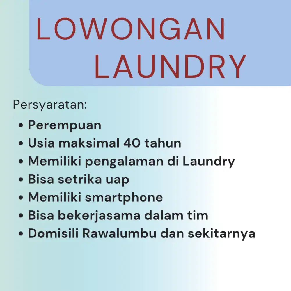 Lowongan laundry bagian setrika