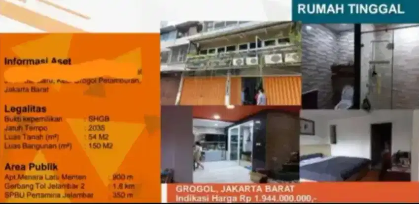 Dijual Ruko Jelambar Latumenten
