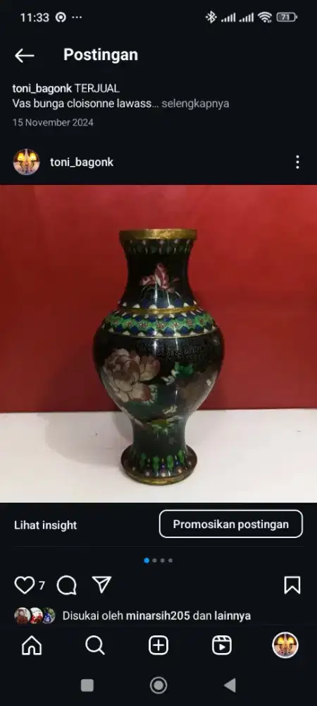 Vas cloisonne T.29cm