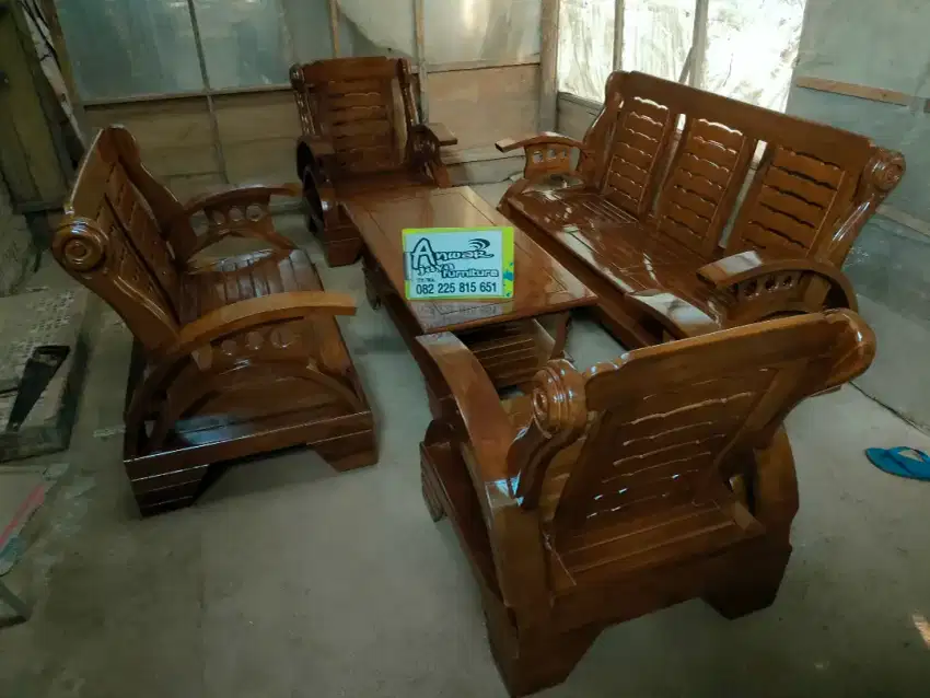 Kursi tamu bangku becak minimalis new full kayu jati