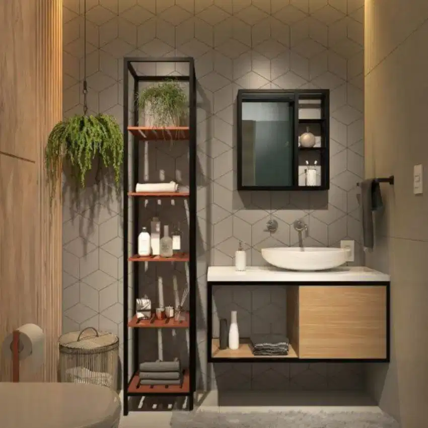 Kabinet toilet minimalis industrial 1 set