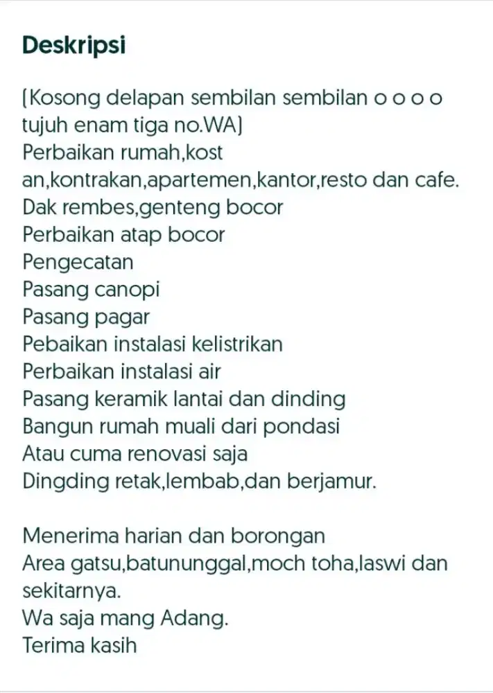 Tukang bangunan harian dan borongan