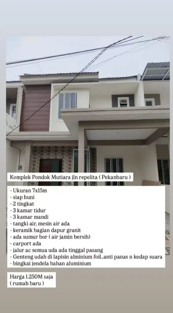 Dijual Komplek Pondok Mutiara Jl. Repelita (Pekan Baru)