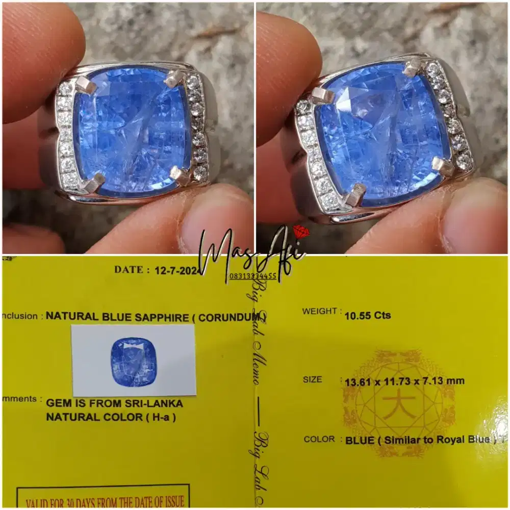Natural Blue Sapphire 10.55 ct Srilanka memo BIG