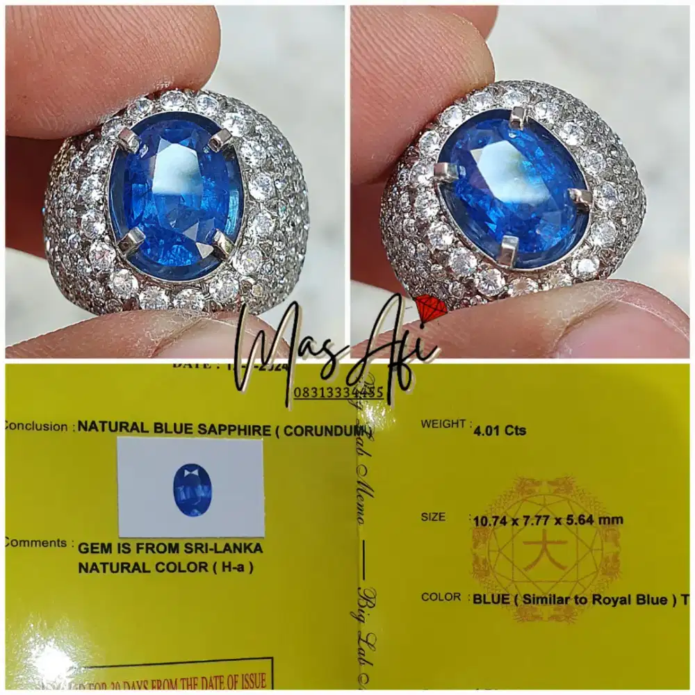 Natural blue Sapphire 4.01 ct Srilanka memo BIG
