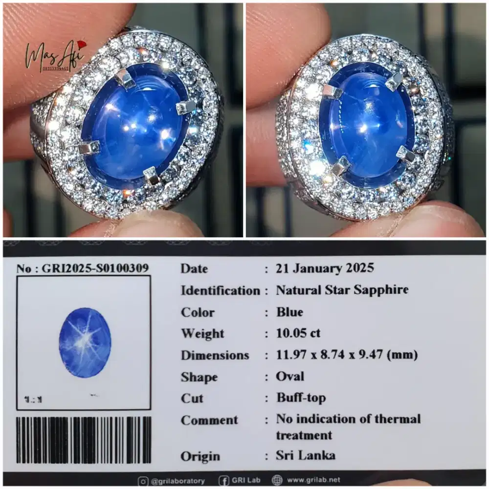 Natural Star Blue Sapphire 10.05ct NH Srilanka HQ