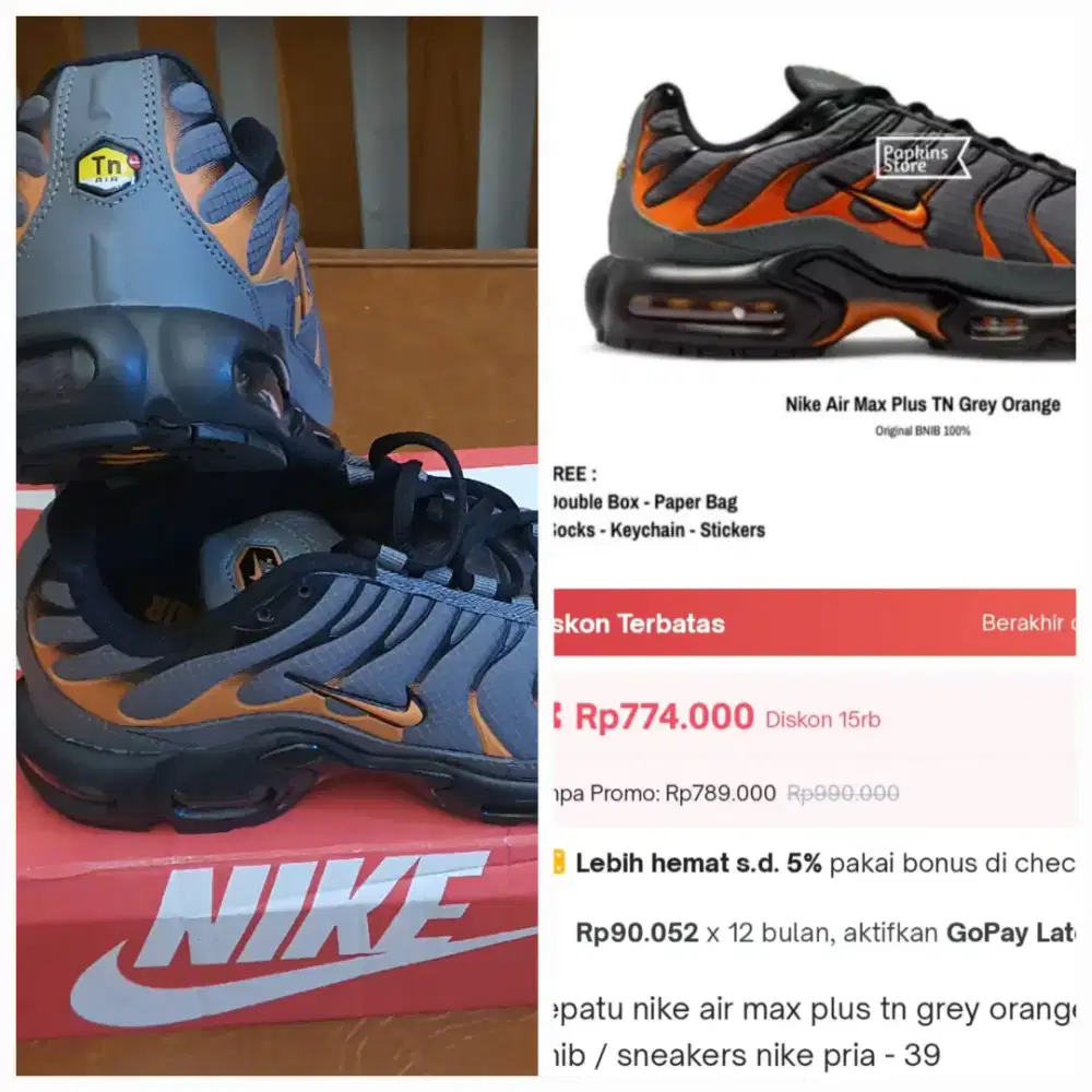 Dijual cepat sepatu Nike Air Max TN Grey Orange