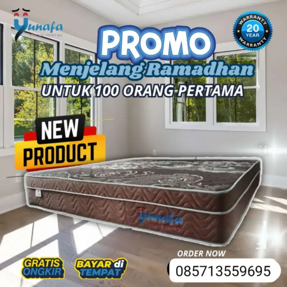 Promo kasur busa yunafa cod gratis ongkir bergaransi diskon 50 persen.