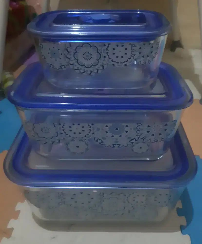 Wadah kontainer kaca 3 susun