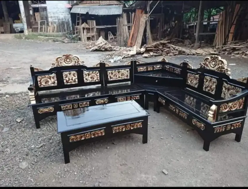 Kursi tamu sudut jati