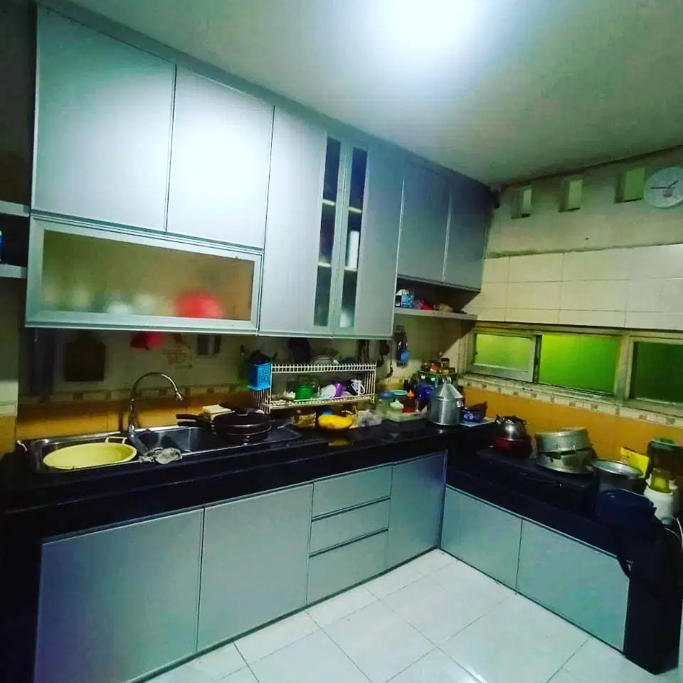 Kitchen set aluminium, Rak lemari dapur, Kabinet dapur, Rak piring