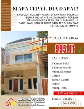 Rumah Siap Huni 2 Lantai di Semarang Atas, Harga Murah di Bawah Pasar
