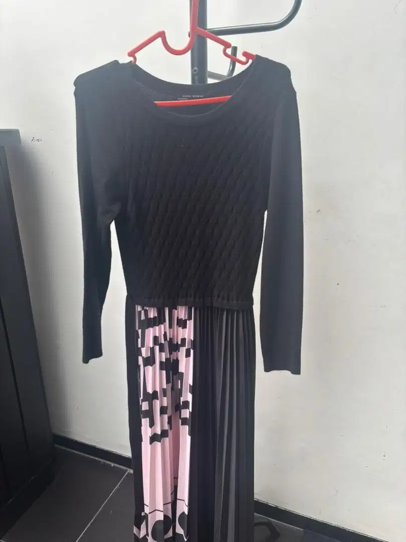 DRESS ZARA WOMEN BLACK & PINK