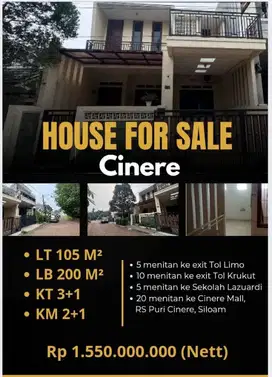 Dijual Cepat Rumah Komp Griya Cinere Murah