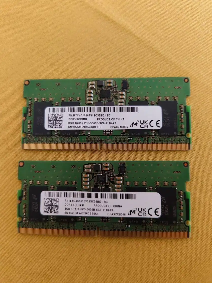 2 Pcs sodimm RAM laptop 8gb DDR5 5600mhz, copotan murah like new