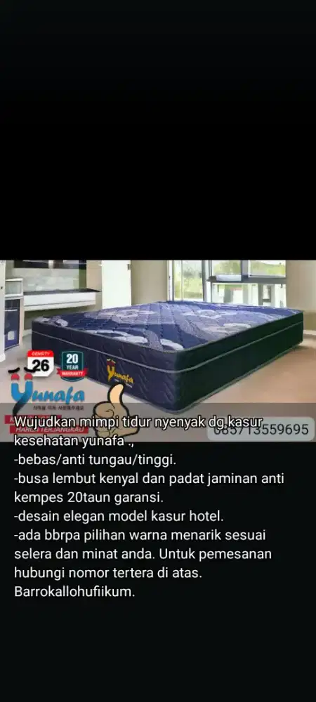 Kasur busa yunafa promo diskon 50%, anti kempes, gratis ongkir cod.