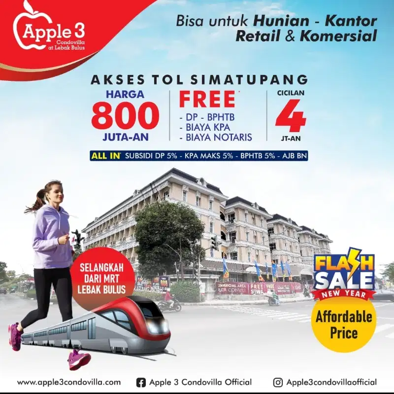 Hunian & Kantor dkt MRT Jakarta Selatan free cicilan 3 Thn