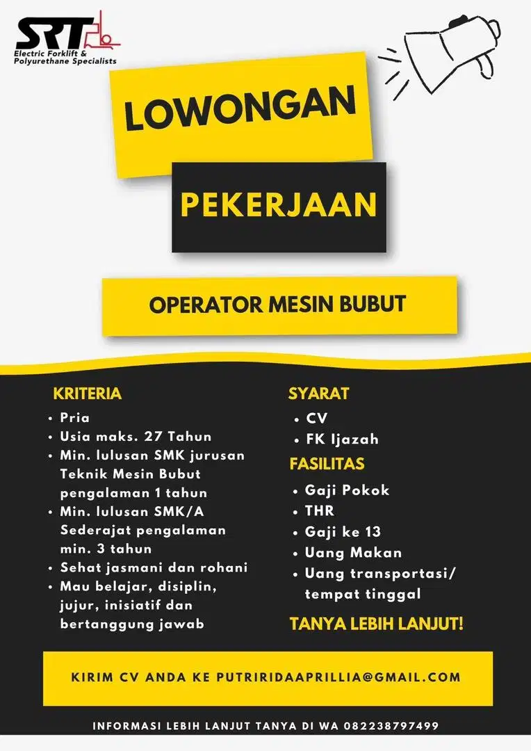 OPERATOR BUBUT MANUAL dan/ HELPER