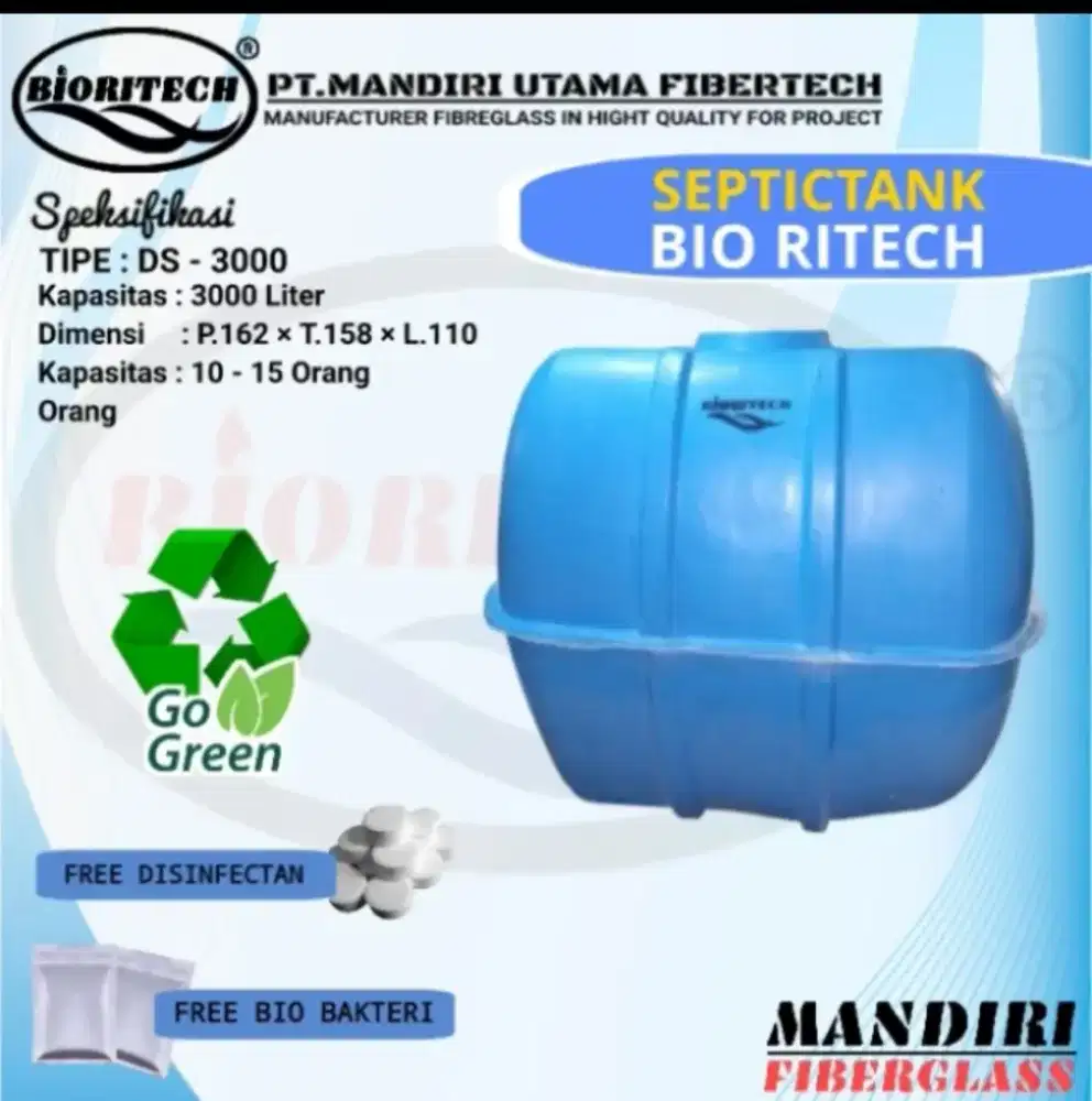 Bio Septic tank Fiberglass / Sepiteng Biofilter / Biotank 3000 Liter