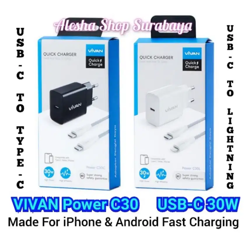 VIVAN Power C30 Charger USB-C PD30W Fast Charging For iPhone & Android