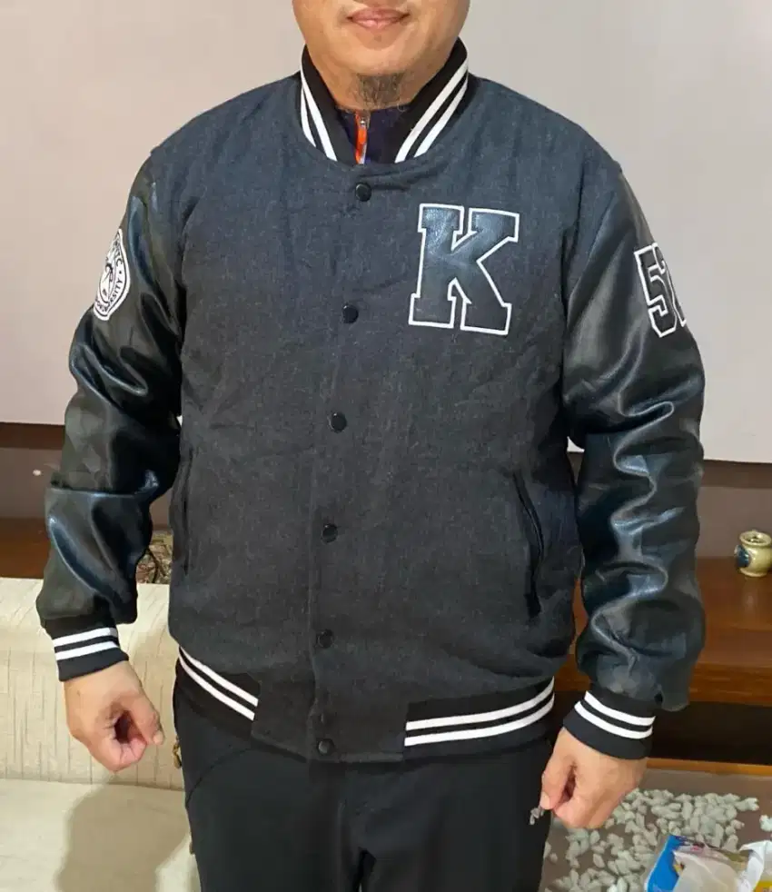 Jaket Varsity (Leather) Lengan kulit Secomd