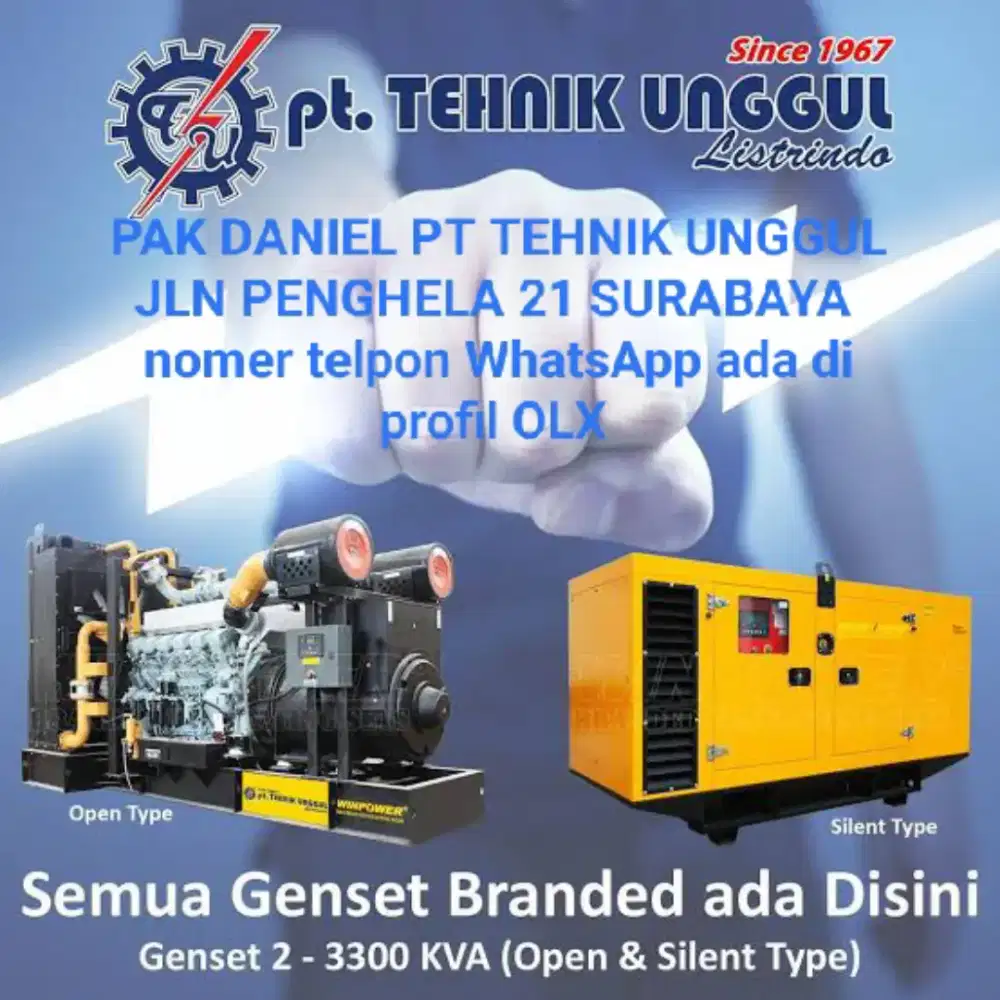 Genset rumah sakit 100 kva 500 kva 1000 kva dll Daniel Tehnik Unggul