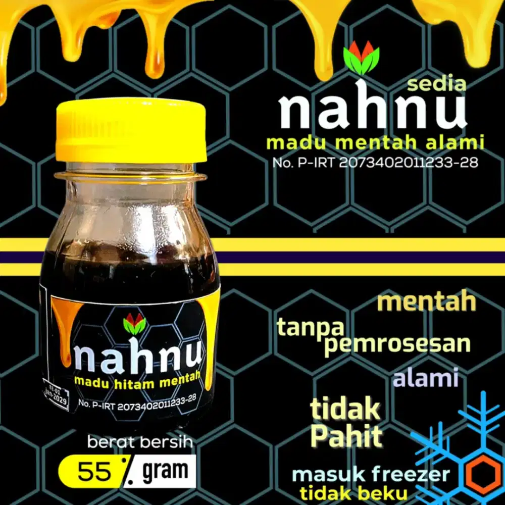 Madu nahnu madu hitam mentah alamii, tidak pahit 55g
