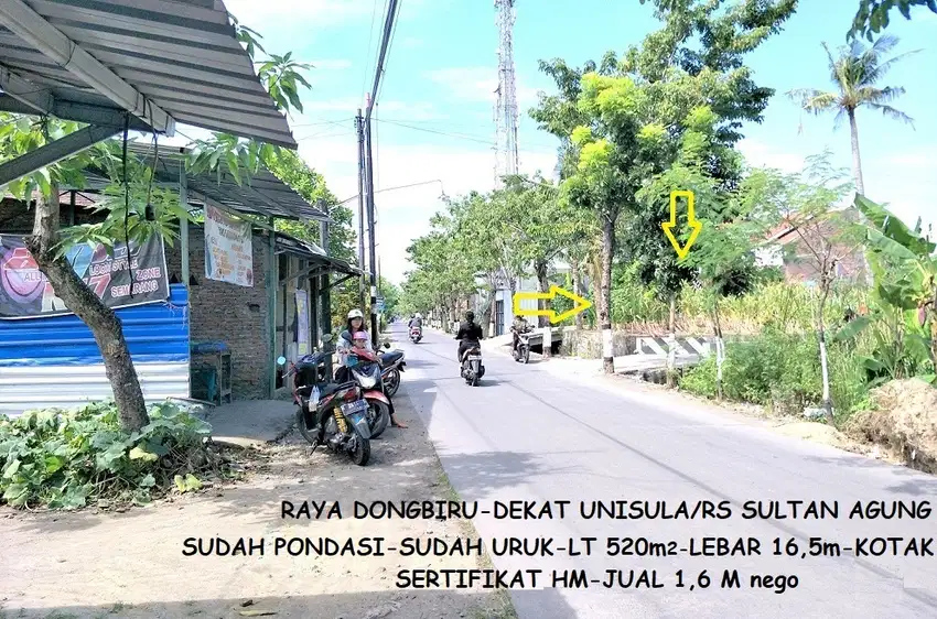 Tanah HM Raya Dongbiru dekat UNISULA/RS Sultan Agung buat Kos2an+Usaha
