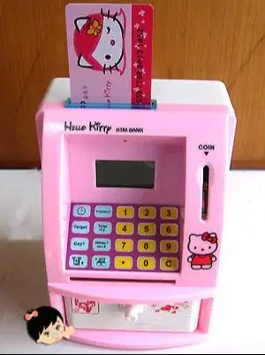 Celengan Atm Hello Kitty Anak Menabung HK Pink Plus Kartu Mainan Toys