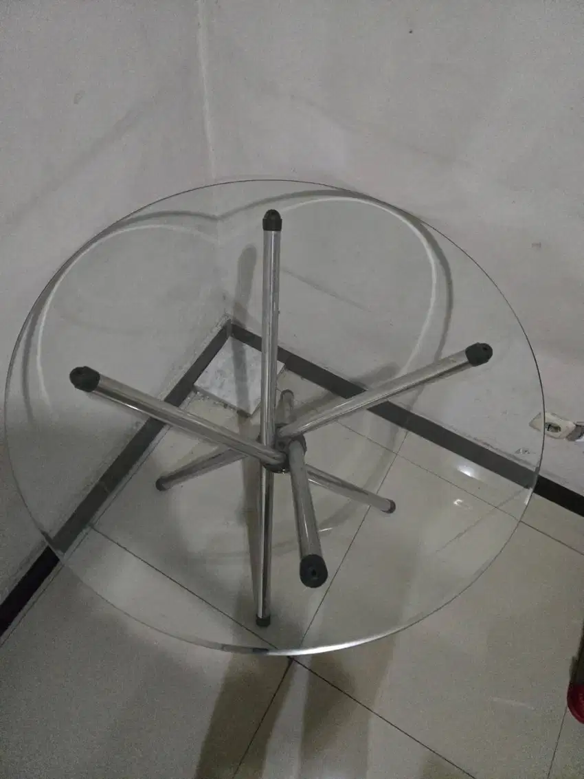 Meja Dealing, meja Kaca Bundar diameter 80 cm
