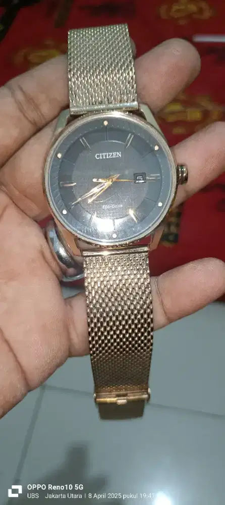 Dijual jam tangan citizen original tali rantai gold tenaga matahari