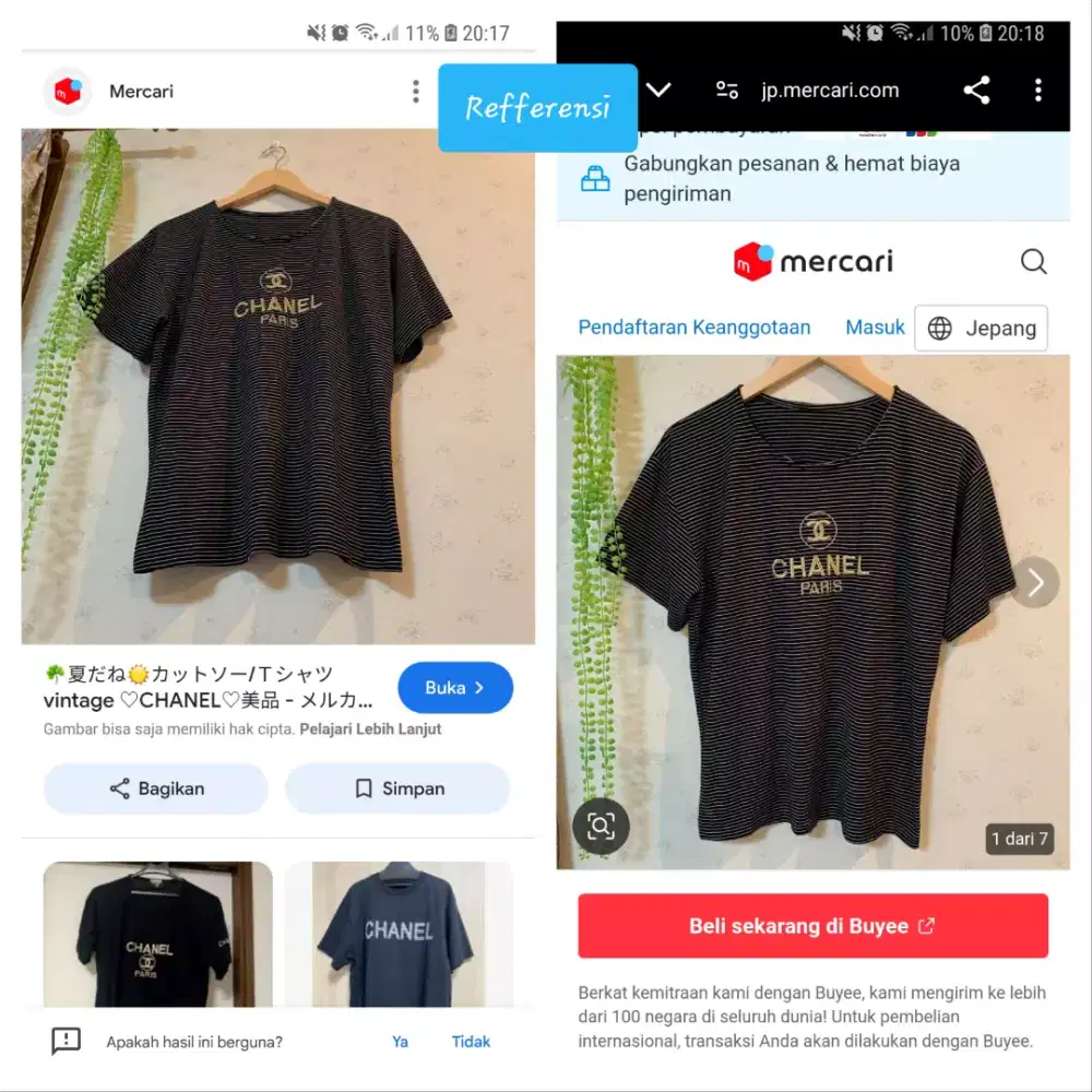 Auth chanel logo stripe tshirt