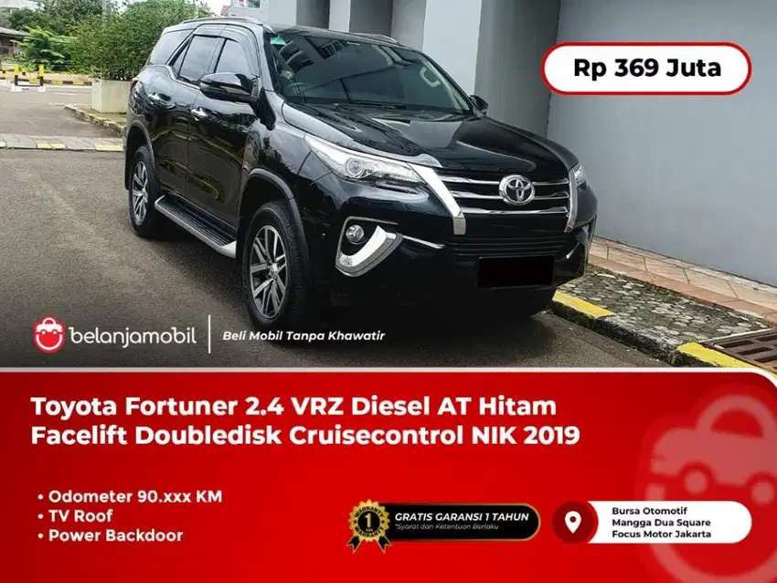 [ WARRANTY ] Dp Minim Fortuner 2.4 VRZ Diesel AT Hitam NIK 2019/2020
