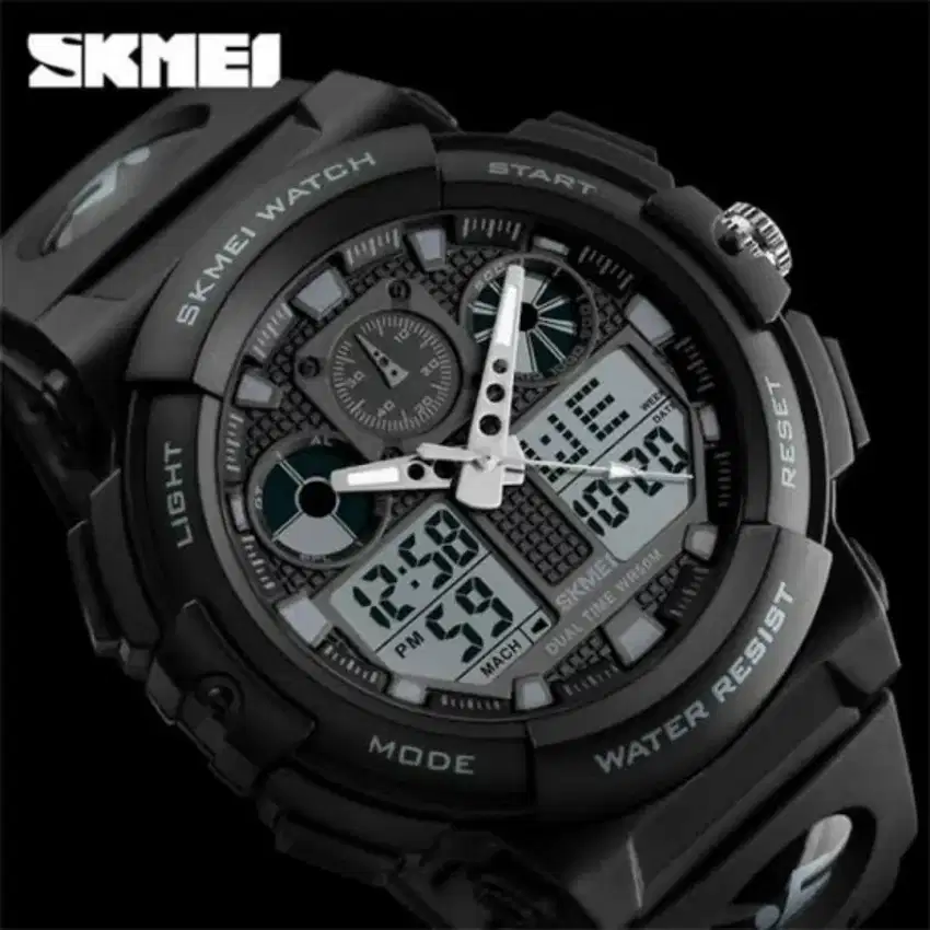 Jam tangan SKMEI Pria Dual Time Digital Analog