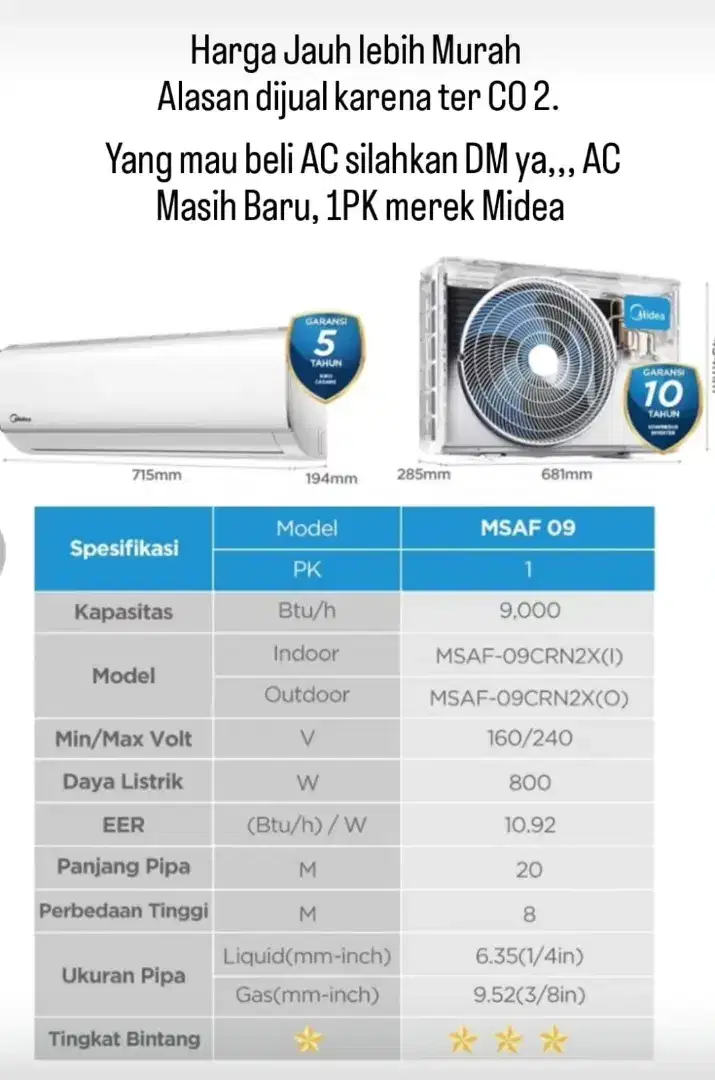 Midea AC Standard 1 PK R32 Series MSAF-09CRN2X