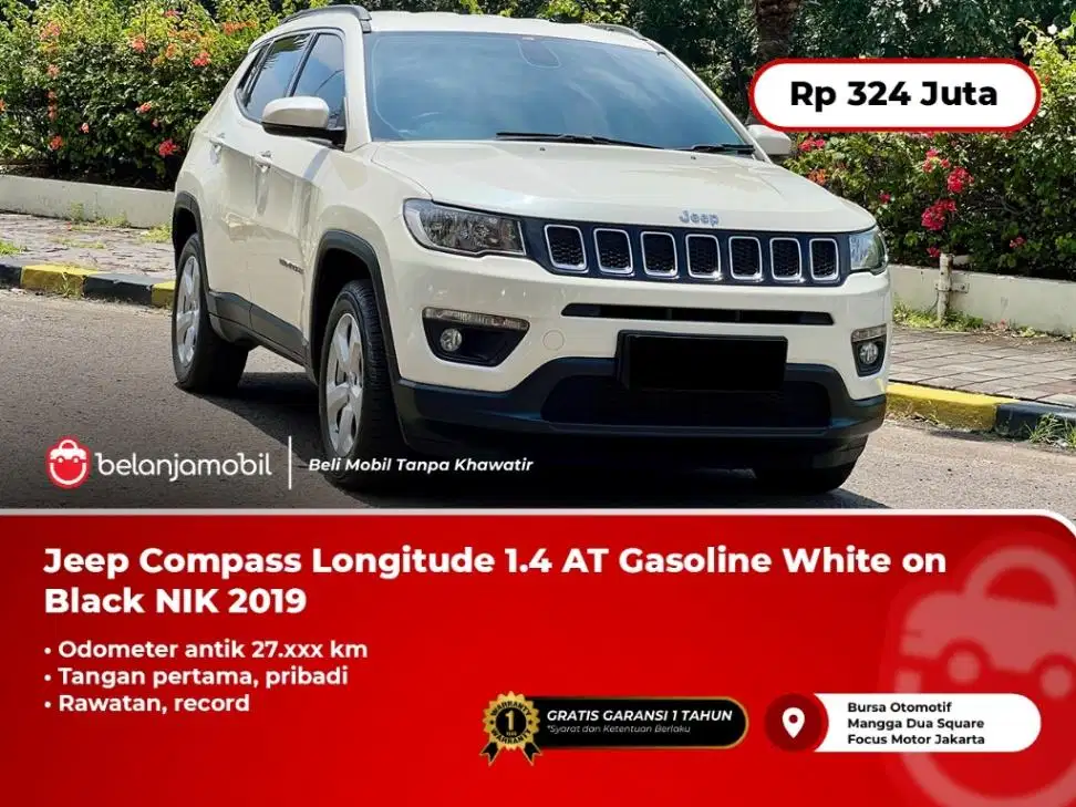 [KM ANTIK 27RB] Jeep Compass Longitude 1.4 AT Gasoline White 2019/2020