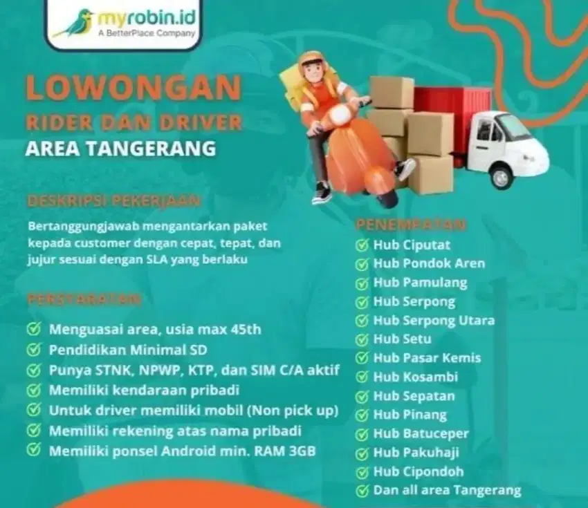 Lowongan Kurir motor/ Driver mobil SIM C & A