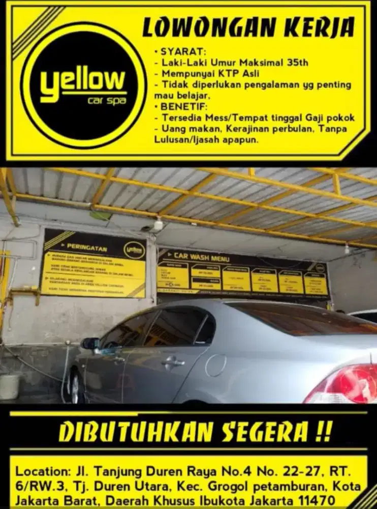 Di butuhkan karyawan buat stim mobil