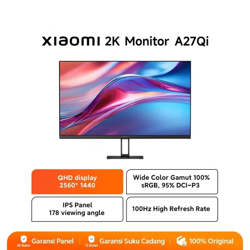 MONITOR MI A27QI 2K QHD 100HZ REFRESH RATE 95% DCI-P3 100%SRGB IPS