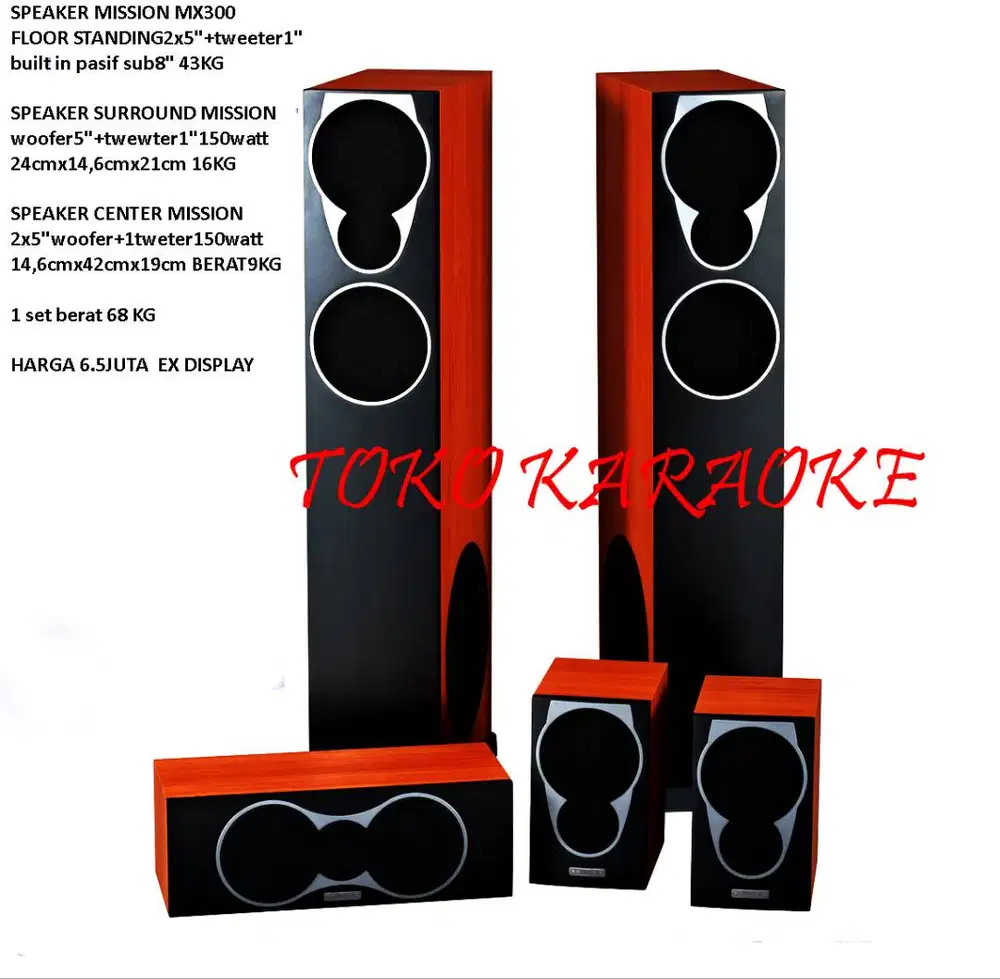 SPEAKER HOME THEATER MISSION HCP300 2 SURROUND   1 CENTER     2 FLOOR