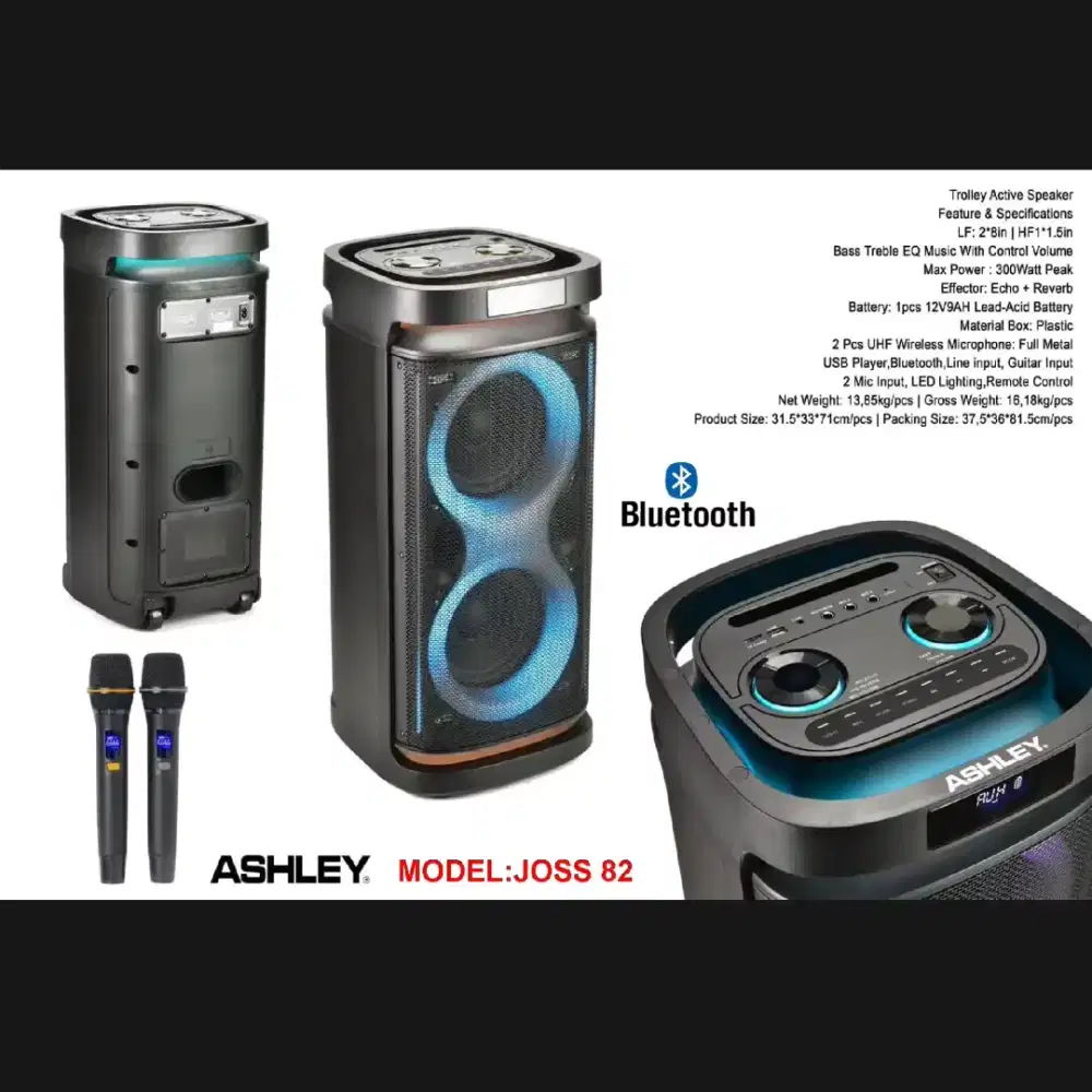 Speaker portabel Ashley Joss-82 free mic wireless joss82