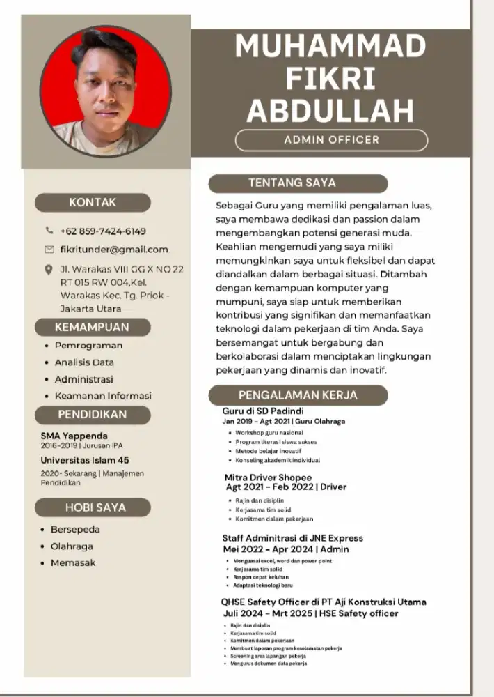 MENCARI PEKERJAAN DRIVER / SECURITY / OPERATOR GUDANG