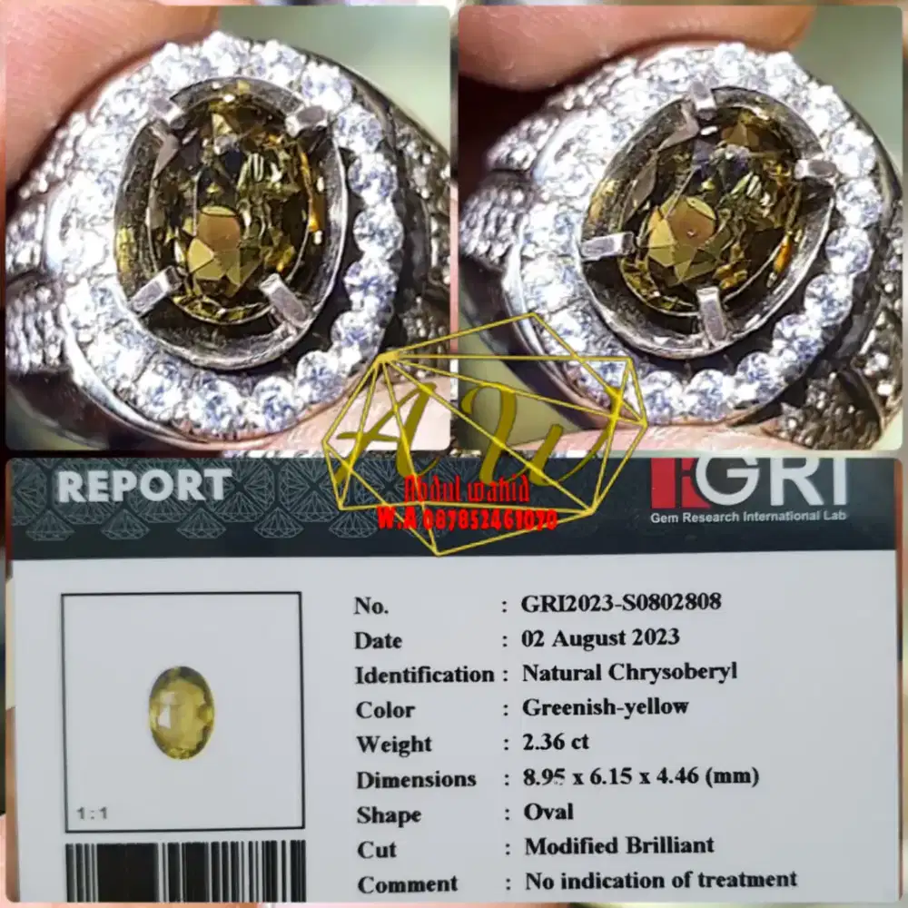 CHRYSOBERYL NTE SRILANKA 2.36CARAT