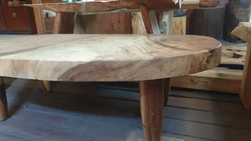 Meja Tamu Meja kopi Kayu utuh oval