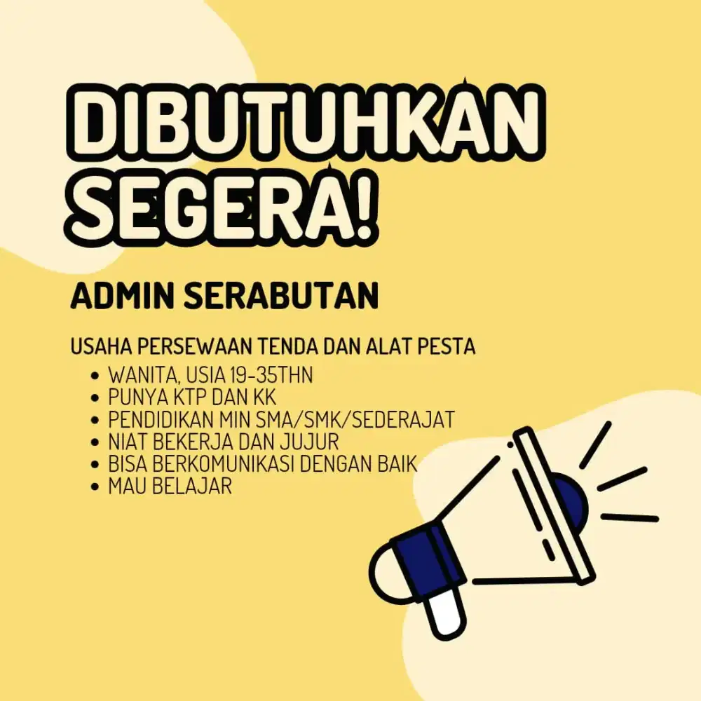 Lowongan Admin di bidang Jasa Tenda