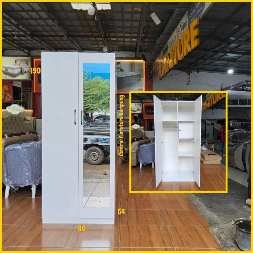 Lemari 2 Pintu Bahan UPVC White Glossy