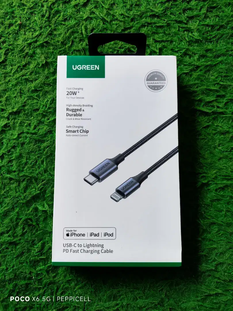 Kabel Charger iphone Ugreen USB C to Lightning 1m Braided Nylon Black